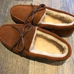 J.Crew suede/shearling moccasin slippers
